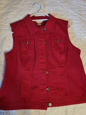 Christopher & Banks Vibrant Red Denim Vest